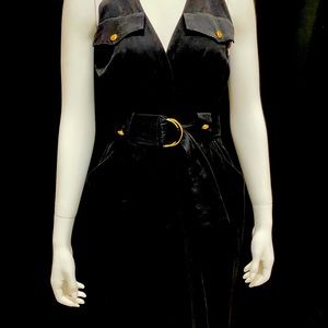 Sexy black halter shirt dress